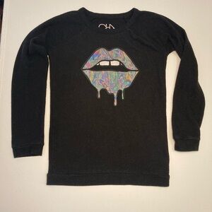 Cha Sor kaleidoscope lips sweater size 14 black